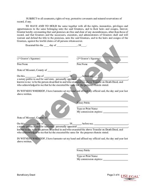 Kansas City Missouri Transfer On Death Deed Or Tod Beneficiary Deed For Husband And Wife To