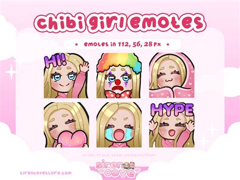 Blonde Hair Blue Eyes Girl Emote Pack For Twitch Discord And Youtube Kawaii For Streamer Etsy
