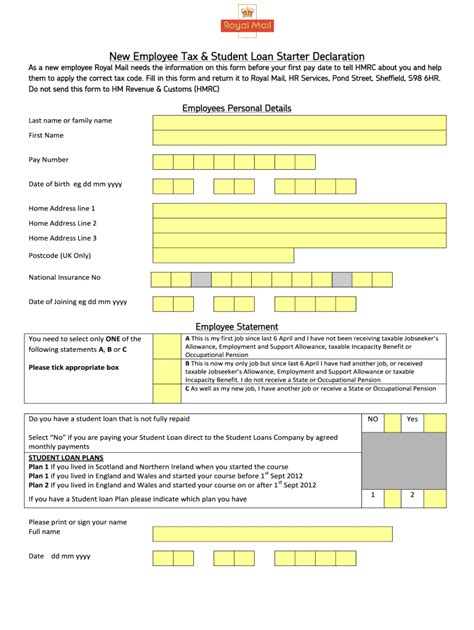 Printable New Employee Starter Form Template Printable Forms Free Online