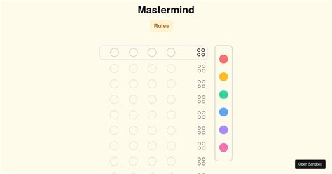 Mastermind Game Codesandbox