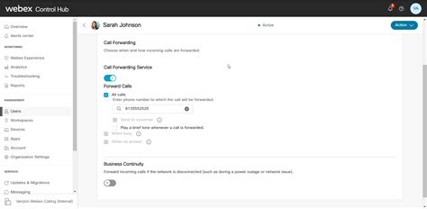 Control Hub Call Forwarding Verizon