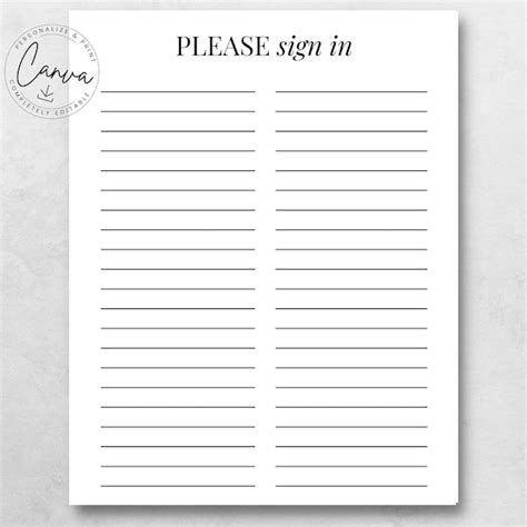 sign  sheet template etsy