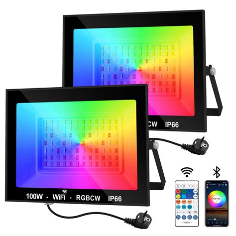 Natpow Projecteur Rgb Led Ext Rieur W Spot De Couleur Avec