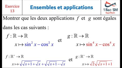 Exercice Ensembles Et Applications Re Bac Sciences Math Matiques