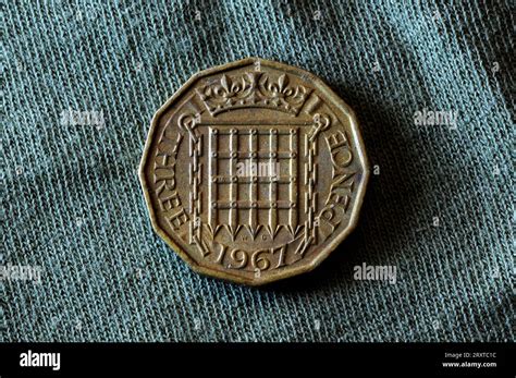 Three Pence Coin Of Pre Decimal Currency Pounds Shillings And Pence