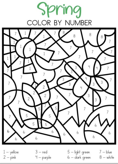 Spring Color By Number Worksheet