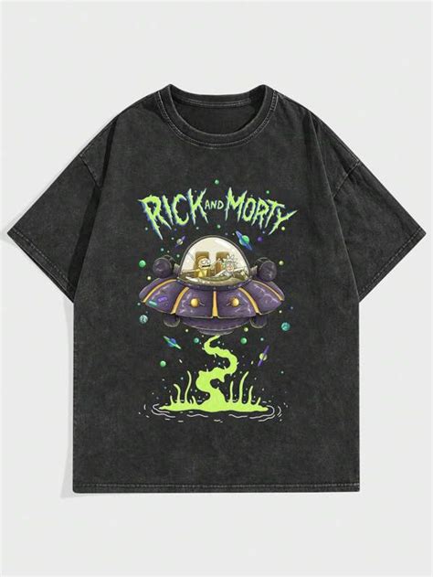 Rick And Morty Romwe Hombres Camiseta De Tie Dye Con Estampado De