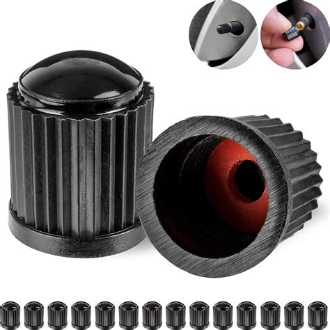 16 Pcs Black Hard Plastic Valve Caps For Car Tyres With Schrader Valve