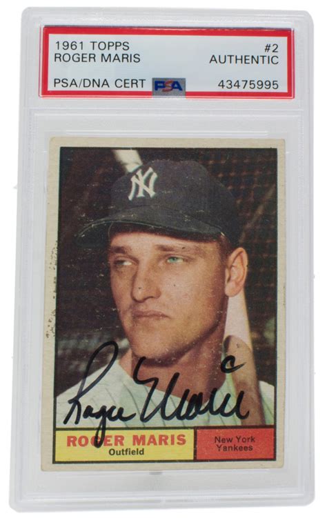 Roger Maris Signed Topps Psa Encapsulated Pristine Auction