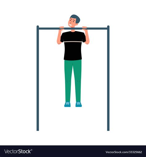 Cartoon Man Doing Pull Up On Horizontal Bar Vector Image