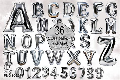 Silver Letter Balloons Clipart PNG Graphic by LQ Design · Creative Fabrica