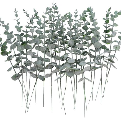 Pcs Artificial Eucalyptus Leaves Stems Real Touch Leaf Faux