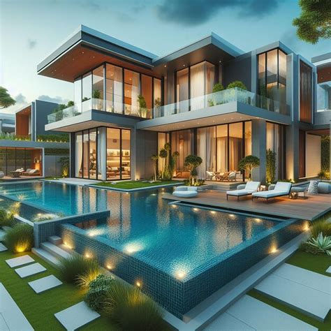 Premium Photo Modern Luxury House With Swimming Pools