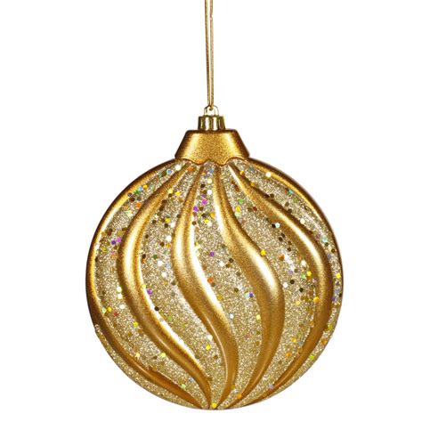 6 Inch Matte Glitter Flat Christmas Ball Ornament Antique Gold M112316