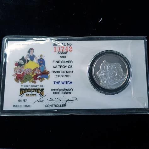 Disney The Witch 50th Anniversary Coin 1987 999 Fine Silver 1 2 Troy