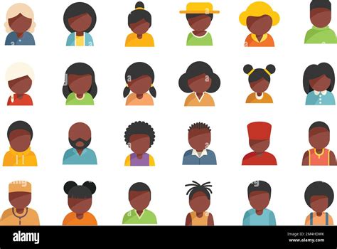 African People Icons Set Flat Vector Hair Curly African People Isolated Stock Vector Image