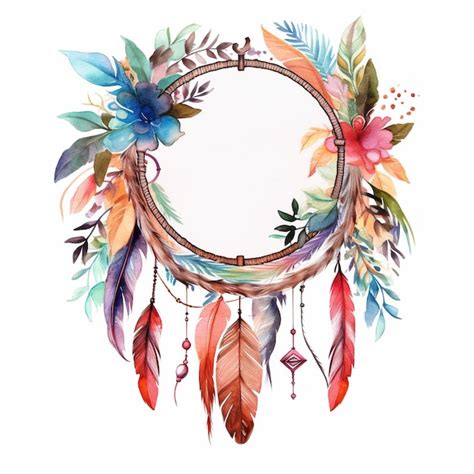 Premium Vector Dreamcatcher Watercolor Boho Item With White Background