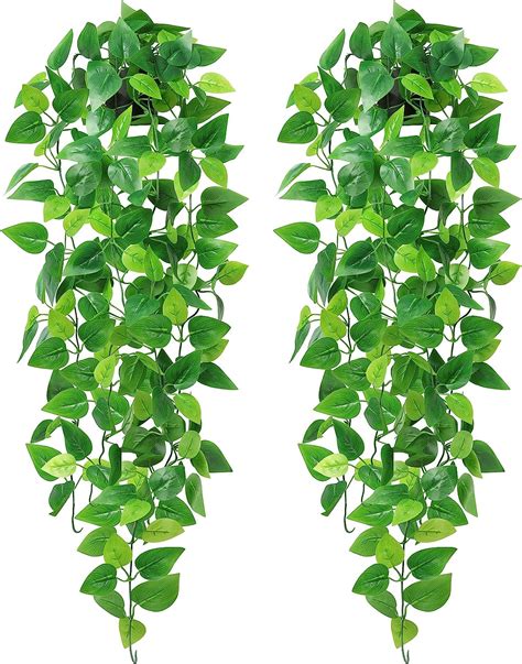 Dremisland 2Pcs Artificial Hanging Plants Artificial Potted Plant Fake