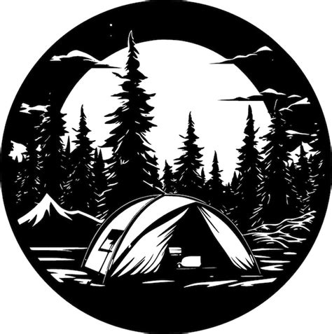 Camping Minimalista Y Silueta Simple Ilustraci N Vectorial Vector Premium