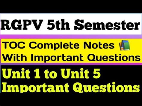 Rgpv Toc Important Questions Theory Of Computation Rgpv Important