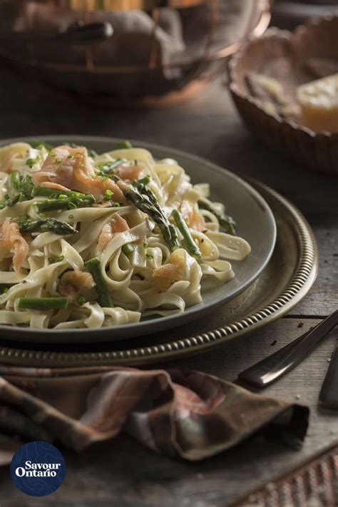 Lemon Asparagus Fettuccine With Smoked Salmon