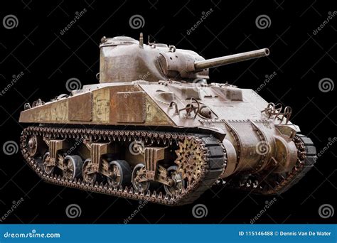 M4 Sherman Tank On Black Stock Photo Image Of Black 115146488