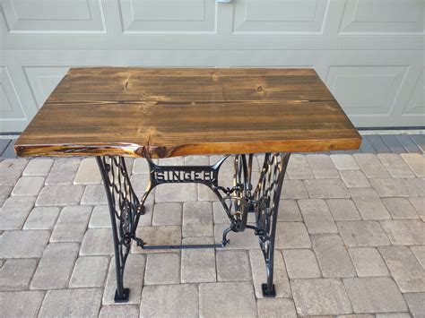 Live Edge Table Antique Singer Sewing Machine Base Etsy