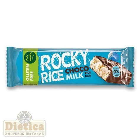 Рисовый батончик с шоколадом 18 г без глютена Rocky Rice купить ...