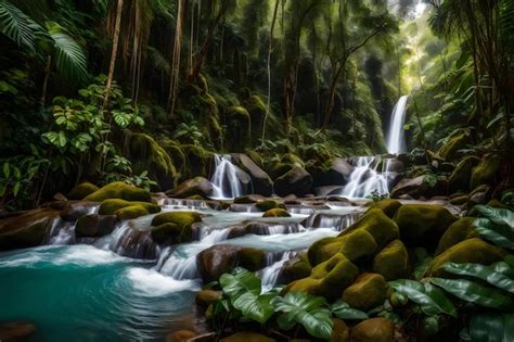 Premium AI Image | A waterfall in the jungle