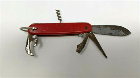 Vintage Colonial Prov Usa Swiss Army Pocket Knife Bottlecan Opener