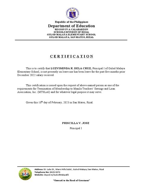 Manila Teachers Certification Pdf