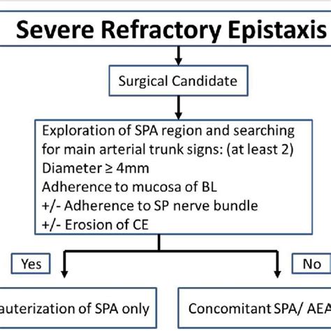 Flow diagram for surgical management of severe epistaxis. SPA ...