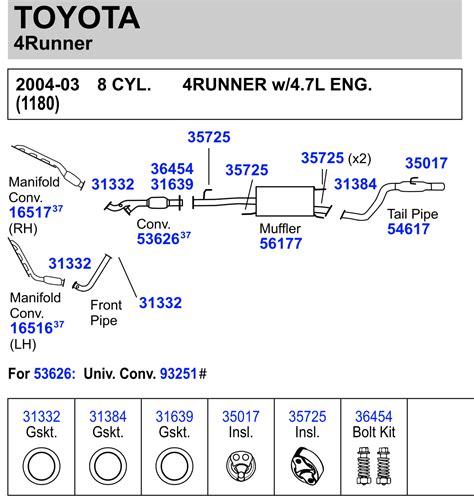 2004 Toyota 4runner V8 Exhaust System