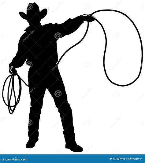 Silhouette of a Cowboy with a Lasso Rope Stock Vector - Illustration of ...