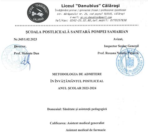 Metodologia De Admitere N Nv M Ntul Postliceal Sanitar