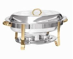 Stainless Steel Gold Accented 6 Qt Malibu Collection Oval Chafer