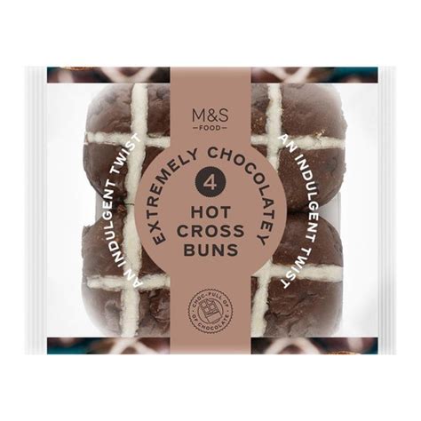 M S Extremely Chocolatey Hot Cross Buns Ocado