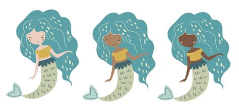 Premium Vector Cute Mermaid Girl Vector Illustration For Design