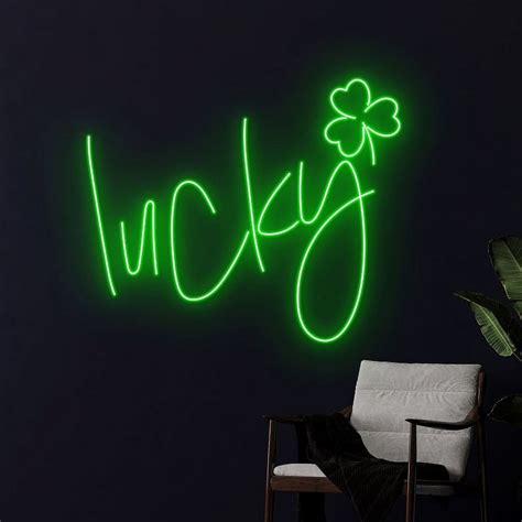 Handmadetneonsign Lucky Neon Sign Shamrock Neon Light 3 Leaf Clover Led Light St Patrick S