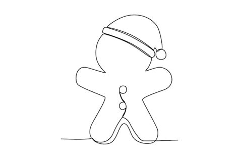 Premium Vector Vector Single Continuous Line Drawing Of Gingerbread