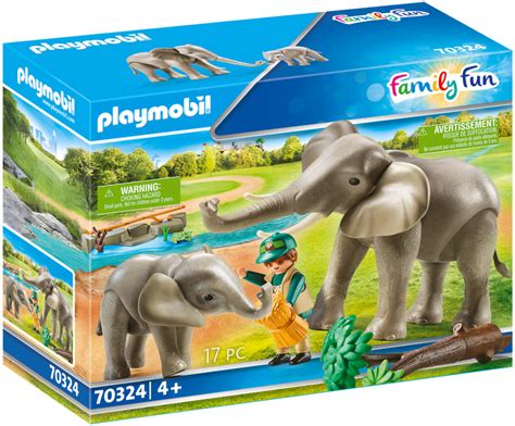 Playmobil Family Fun 70324 pas cher Eléphants et soigneur