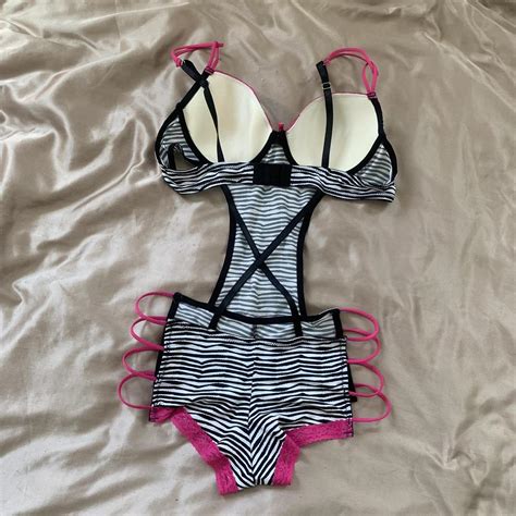 Y2K Hot Zebra Print Lingerie Outfit Wired Bra With Depop