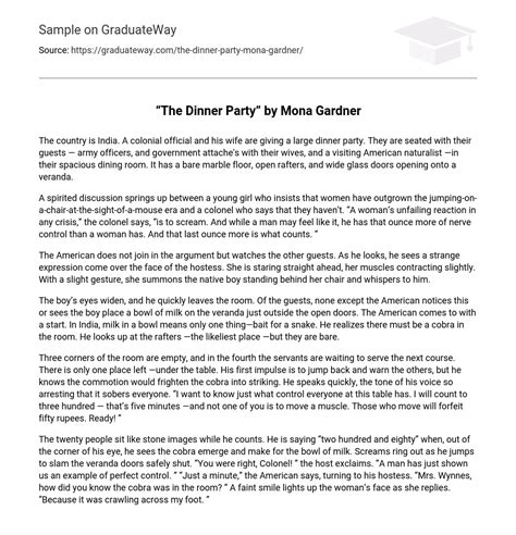 ⇉“the Dinner Party” By Mona Gardner Analysis Essay Example Graduateway