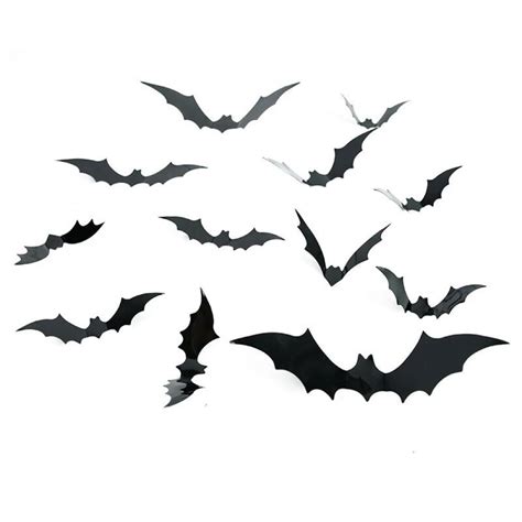 12/28pcs 3D Black Bat PVC Wall Stickers Halloween Party Decoration for Home Bar Scary Props Kids ...