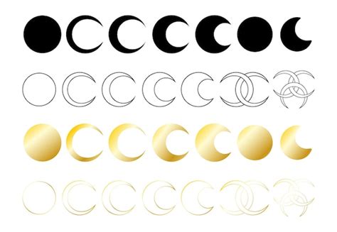 Premium Vector | Mystical moon phases line and silhouette isolated clip ...