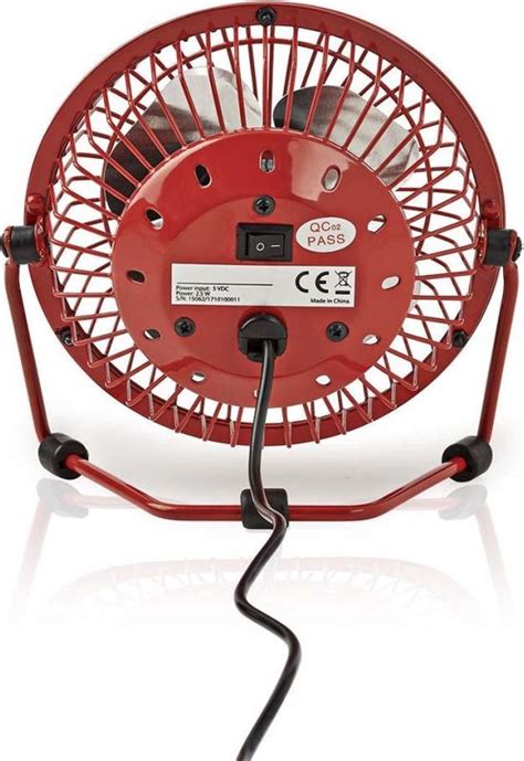 Nedis Mini Ventilator USB Aansluiting 10 Cm Rood Bol