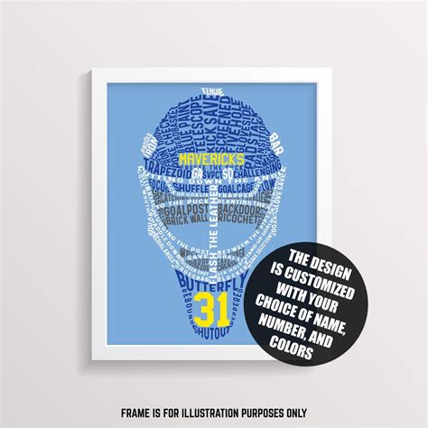 Hockey Goalie Mask Word Art Print Personalized With Name And Number In