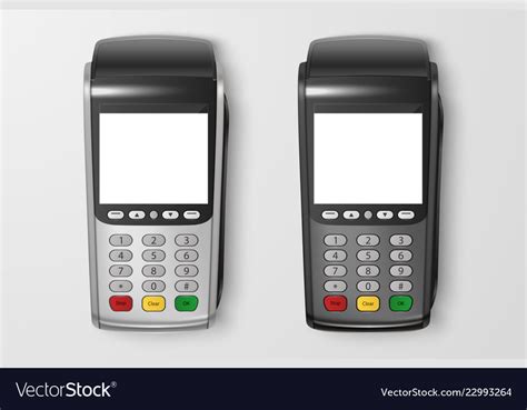 Realistic 3d Payment Machine Set Pos Royalty Free Vector