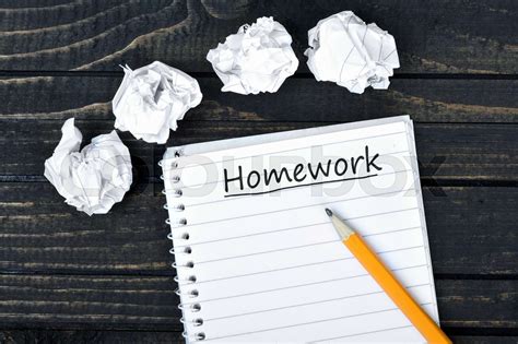 Homework text on notepad | Stock image | Colourbox