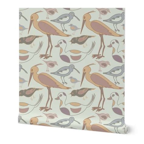 Soft pastel birds Wallpaper | Spoonflower